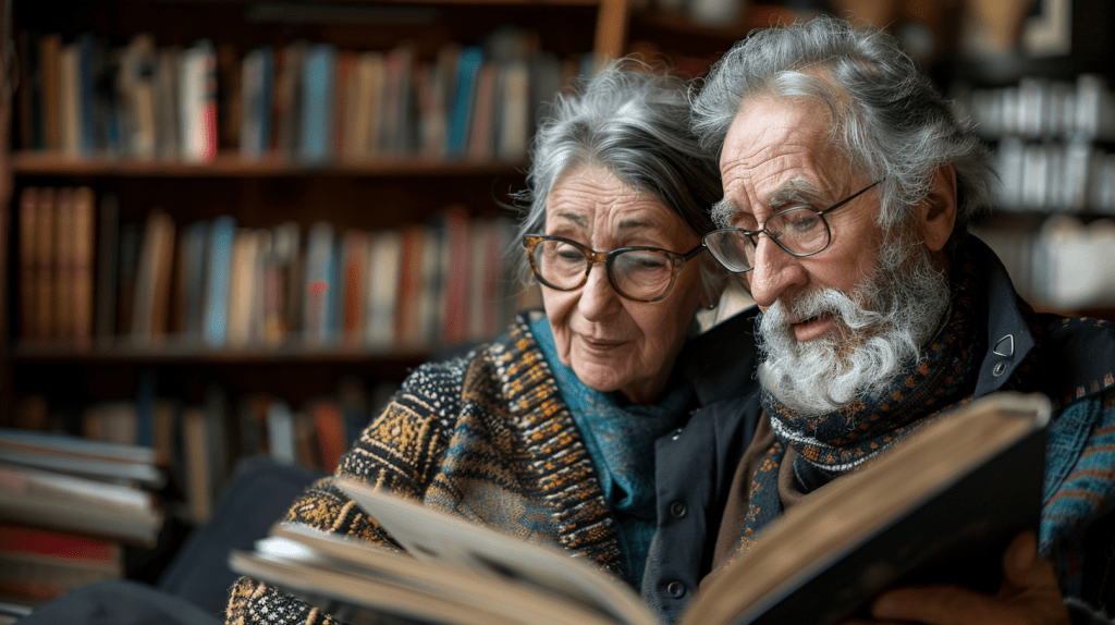 Older couple reviewing Medicare information together.